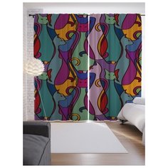 Портьеры JoyArty Токсичные коты на ленте 265 см (p-9626)