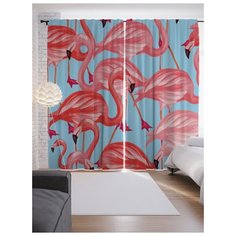 Портьеры JoyArty Прикосновение фламинго на ленте 265 см (p-9438)