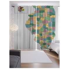 Портьеры JoyArty Карта Штат Иллинойс на ленте 265 см (p-7180)