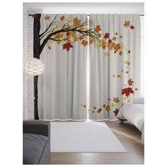 Портьеры JoyArty Листья в вихре на ленте 265 см (p-18829)