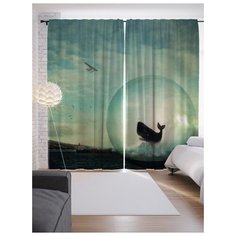 Портьеры JoyArty Кит в прозрачном шаре на ленте 265 см (p-23169)