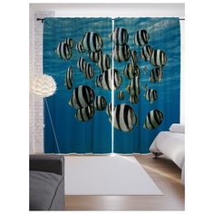 Портьеры JoyArty Рыбный отряд на ленте 265 см (p-21291)