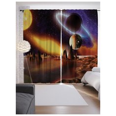 Портьеры JoyArty Космическое озеро на ленте 265 см (p-6903)