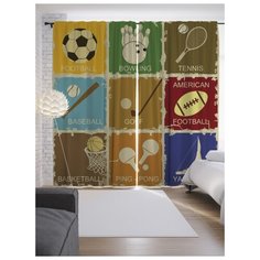 Портьеры JoyArty Спортивный коллаж на ленте 265 см (p-17319)