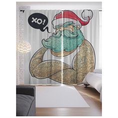 Портьеры JoyArty Брутальный санта на ленте 265 см (p-22185)