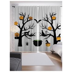 Портьеры JoyArty Тыквеные фонари на деревьях на ленте 265 см (p-6012)