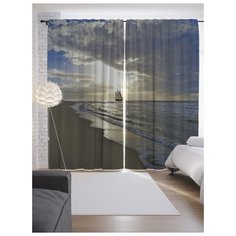 Портьеры JoyArty Корабль на берегу на ленте 265 см (p-16730)