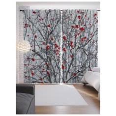 Портьеры JoyArty Заснеженная калина на ленте 265 см (p-6969)