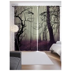 Портьеры JoyArty Женский силуэт из веток на ленте 265 см (p-7479)