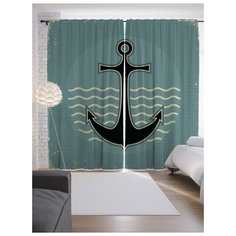 Портьеры JoyArty Якорь на морских волнах на ленте 265 см (p-15913)