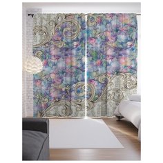 Портьеры JoyArty Цветочное течение на ленте 265 см (p-7581)