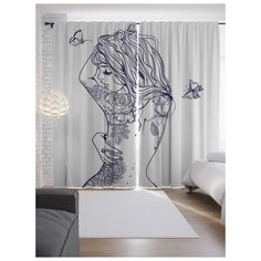 Портьеры JoyArty Цветочный боди арт на ленте 265 см (p-19075)