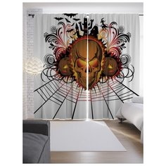 Портьеры JoyArty Пламенный череп на паутине на ленте 265 см (p-19417)