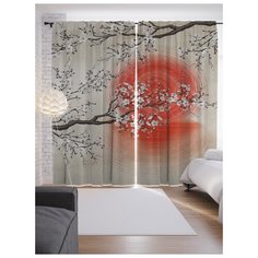 Портьеры JoyArty Цветущая ветка на закате на ленте 265 см (p-7693)