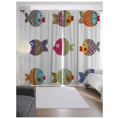 Портьеры JoyArty Расписанные рыбы на ленте 265 см (p-20573)