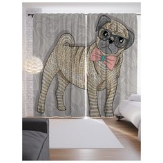 Портьеры JoyArty Галантный мопс на ленте 265 см (p-41930)
