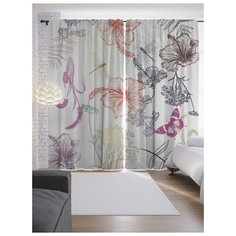 Портьеры JoyArty Насекомые в цветах на ленте 265 см (p-18367)