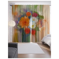 Портьеры JoyArty Букет цветов на ленте 265 см (p-21118)