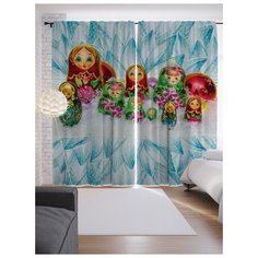 Портьеры JoyArty Снежные матрешки на ленте 265 см (p-7462)