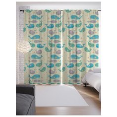 Портьеры JoyArty Китовая вечеринка на ленте 265 см (p-23187)