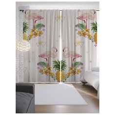 Портьеры JoyArty Остров фламинго на ленте 265 см (p-9445)