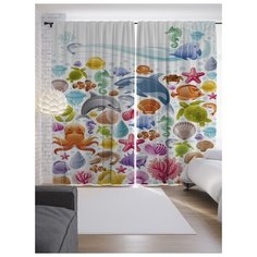 Портьеры JoyArty Яркий морской мир на ленте 265 см (p-18163)