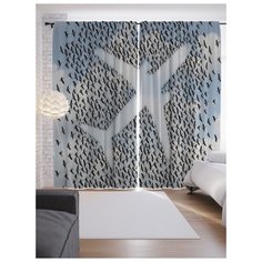 Портьеры JoyArty Контур самолета на ленте 265 см (p-5511)