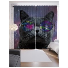 Портьеры JoyArty Кот из космоса на ленте 265 см (p-7234)