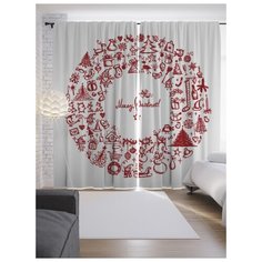 Портьеры JoyArty Новогодний круг на ленте 265 см (p-20280)