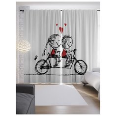 Портьеры JoyArty Пара на велосипеде на ленте 265 см (p-17802)