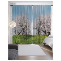 Портьеры JoyArty Белоснежное цветение на ленте 265 см (p-17423)
