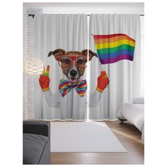 Портьеры JoyArty Позитивный пес на ленте 265 см (p-4959)