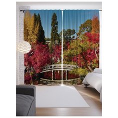 Портьеры JoyArty Мостик в осеннем саду на ленте 265 см (p-6518)
