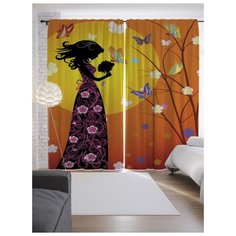 Портьеры JoyArty Таинственная прекрасная дама на ленте 265 см (p-17537)