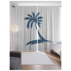 Портьеры JoyArty Синяя пальма на ленте 265 см (p-4821)