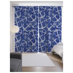 Портьеры JoyArty Морские узоры с якорями на ленте 265 см (p-15942)