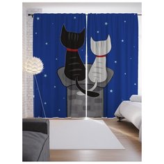 Портьеры JoyArty Ночные коты на ленте 265 см (p-4859)