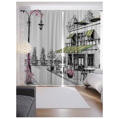 Портьеры JoyArty Нарисованный город на ленте 265 см (p-5004)