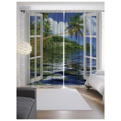 Портьеры JoyArty Окно на море на ленте 265 см (p-7962)