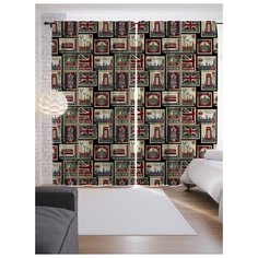 Портьеры JoyArty Английские марки на ленте 265 см (p-2855V2)