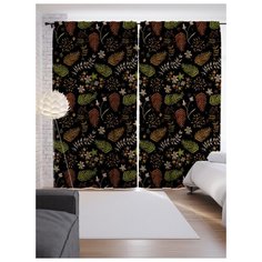 Портьеры JoyArty Листья на темном фоне на ленте 265 см (p-78034V1)