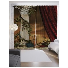 Портьеры JoyArty Цветы у колонны на ленте 265 см (p-19159)