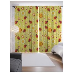 Портьеры JoyArty Божьи коровки на солнце на ленте 265 см (p-6123)