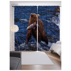 Портьеры JoyArty Медвежий улов на ленте 265 см (p-21744)