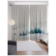 Портьеры JoyArty Зимний лес и олень на ленте 265 см (p-21463)