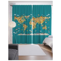 Портьеры JoyArty Карта зверей мира на ленте 265 см (p-71669838)