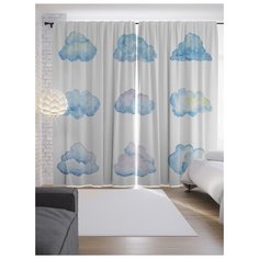 Портьеры JoyArty Нарисованные тучки на ленте 265 см (p-16578)