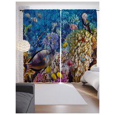 Портьеры JoyArty Купание с рыбами на ленте 265 см (p-21286)