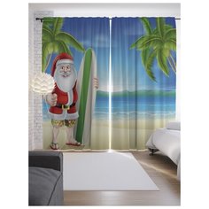 Портьеры JoyArty Санта на пляже на ленте 265 см (p-20066)