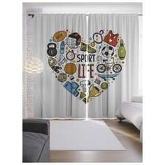 Портьеры JoyArty Спортивная жизнь на ленте 265 см (p-17325)